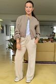 Made in Italy Beluga Soft Crop Bomber Jacket Mocha
